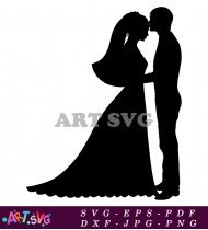 Bride And Groom Silhouette Wedding Clipart SVG