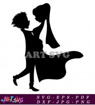 Silhouette Couple Wedding Dance Clipart Design SVG