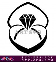 Wedding Ring Diamond Silhouette Clipart Design SVG