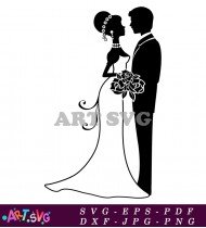 Elegant Wedding Couple Bride and Groom SVG