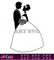 Wedding Bride and Groom Couple Silhouette SVG