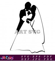 Romantic Bride And Groom Wedding Silhouette Clipart SVG