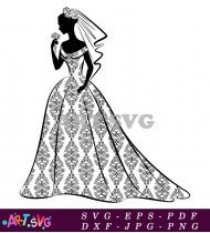 Elegant Lace Wedding Dress Silhouette Wedding Dress SVG