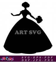 Elegant Wedding Gown Dress Silhouette Illustration SVG