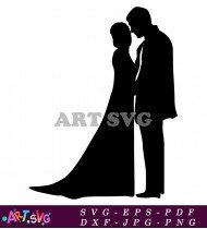 Bride And Groom Silhouette Wedding Clip Art SVG