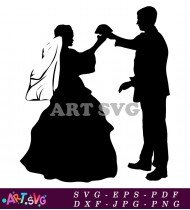 Bride And Groom Silhouette Dance Graphic SVG