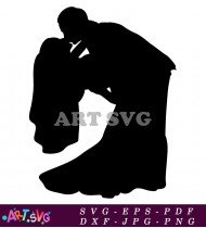 Wedding Silhouette Couple Kissing Vector Art SVG