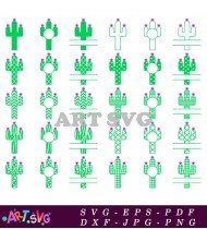 Cactus Illustration With American Flag Design SVG