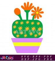 Blooming Cactus with Stars and Stripes Pattern SVG