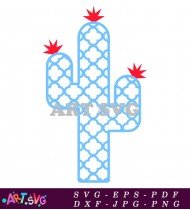 Trendy Cactus Pattern with Geometric Shapes SVG