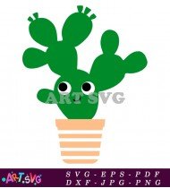 Cartoon Cactus With Big Eyes In Pot SVG