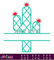 Blue And Green Geometric Pattern Cactus SVG