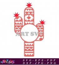 Pink And White Patterned Cactus With Top SVG