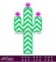 Green Cactus With Zigzag Pattern And Top SVG