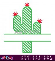 Green Striped Cactus Printable SVG Clipart