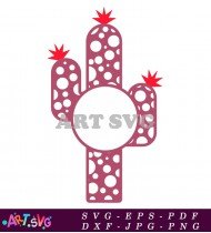 Pink Cactus with White Polka Dots Pattern SVG