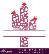 Pink Cactus with Polka Dot Pattern Design SVG