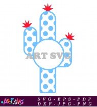 Blue Cactus Polka Dot Design for Printing SVG