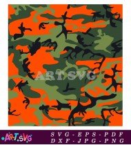 Bright Orange And Green Camouflage Pattern Print SVG