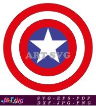 Red Blue and White Classic Captain America Shield SVG