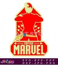 Captain Marvel Logo Red Blue Yellow Badge SVG