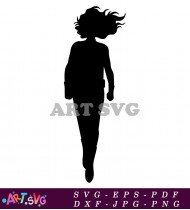 Captain Marvel Superhero Silhouette Black and White SVG 2