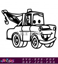 Mater Cartoon Character Black And White Clipart SVG 2