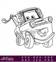 Mater Cartoon Character Black And White Clipart SVG 3