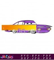 Purple Cartoon Car with Orange Front Grill SVG