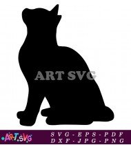 Cute Black Cat Sitting Silhouette Pet Design SVG 2