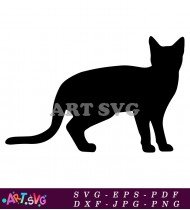 Black Cat Silhouette In Walking Pose Image SVG 1