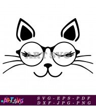 Cat Face With Glasses Design Vector SVG