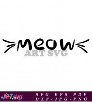 Meow Cat Illustration Word Art Design SVG