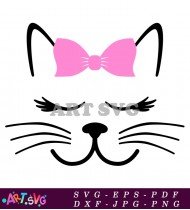 Cat Face Design With Closed Eyes SVG