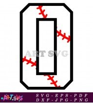 Red Stitched Baseball Letter O Graphic SVG