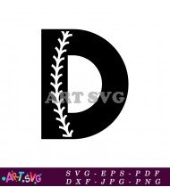 Baseball Stitched Letter D Free Vector SVG