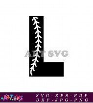 Baseball Stitching Alphabet L Black White Graphic Design SVG 1