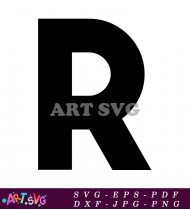 Black Letter R With Baseball Stitch Design SVG 1