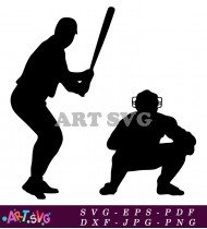 Baseball Player Silhouettes For Sports Team Logo SVG