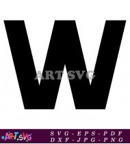 Black Letter W With Baseball Stitch Design SVG 1