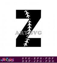 Baseball Stitch Letter Z Cricut Design SVG