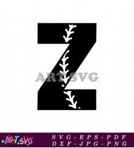 Baseball Stitch Letter Z Free Cut File SVG