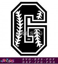 Black And White Baseball Stitch Letter G SVG