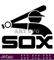 White Sox Baseball Player Silhouette Design SVG