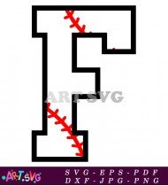 Baseball Letter F With Red Stitching SVG