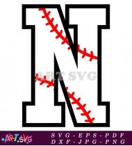 Baseball Alphabet Letter N Vector SVG