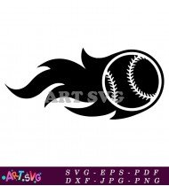 Baseball Flame Silhouette Design Printable Clipart SVG