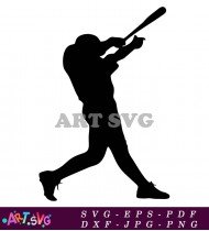 Baseball Player Silhouette Printable Clipart SVG 1