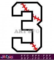 Baseball Stitched 3 Silhouette Design Printable Clipart SVG 1