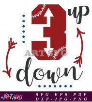 3 Up Down Baseball Design Printable Clipart SVG